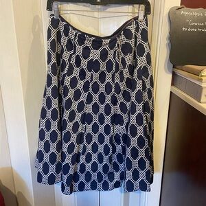Jones New York Navy and White A-Line Skirt